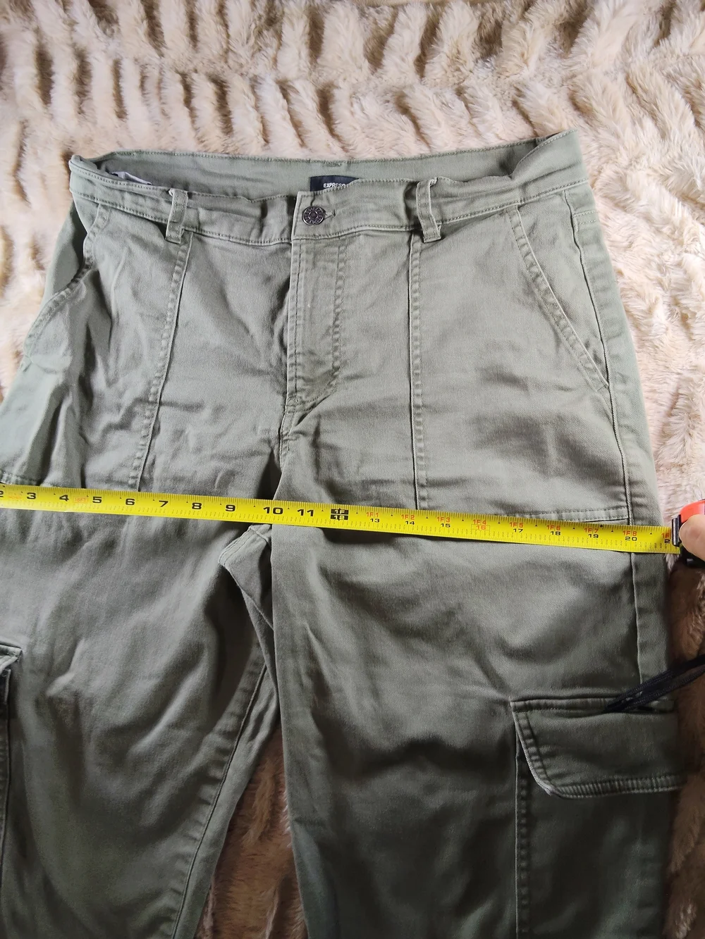 Express Olive Green Cargo Pants with Elastic Ankles - Picture 10 of 12